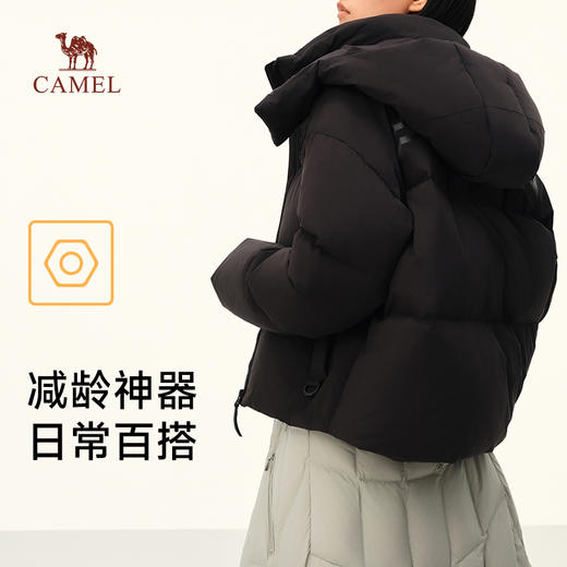 【骆驼×企鹅】企鹅IP羽绒服女款冬季2025新款连帽加绒加厚保暖防水外套M24CAEC727 商品图4