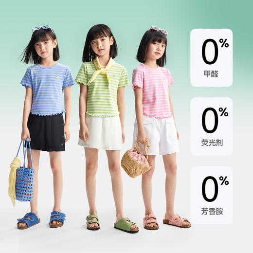 女童圆领短袖针织衫夏季新款安奈儿童装小程序专享EG521152 商品图3