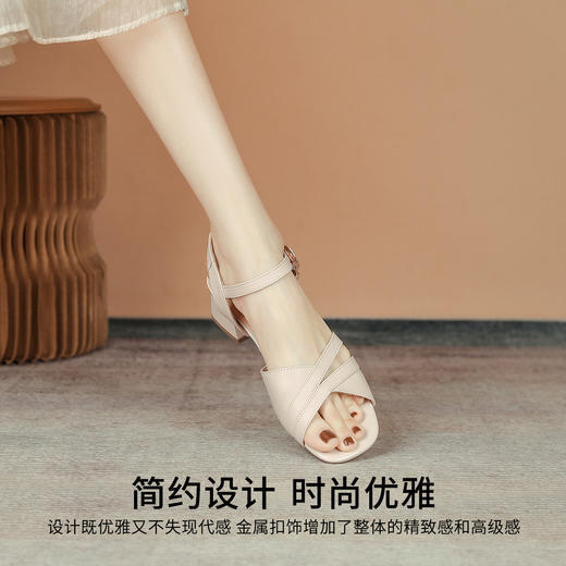 品质好货|Safiya/索菲娅2025头层牛皮粗跟时装优雅凉鞋SFD2115731 商品图11