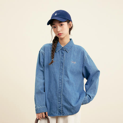 笛莎Deesha青少年女童衬衫2025秋季女童刺绣牛仔休闲衬衫 商品图3