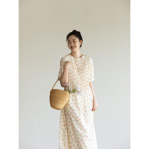 牧衣游原创 长绒棉印花连衣裙新款轻薄文艺复古气质长裙 今晚夏 商品图2