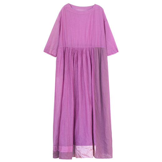 牧衣游原创 丝棉拼接连衣裙新款轻薄质朴设计感文艺宽松长裙 不桐 商品图4