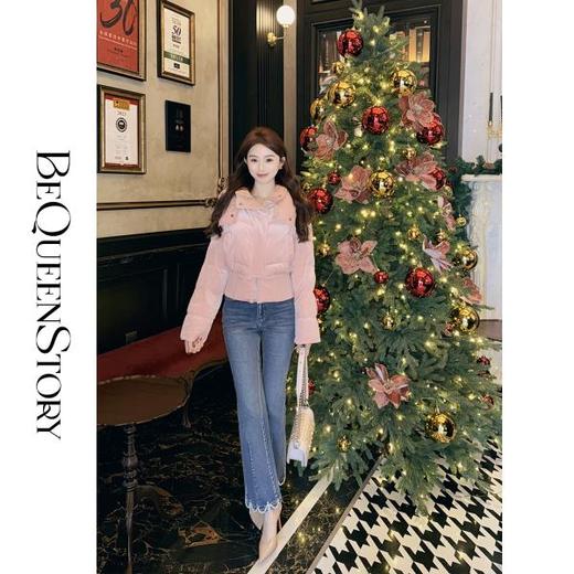 【大货捡漏，不退不换】  【洋气出街】轻奢时尚复古百搭手工钉珠流苏喇叭修身牛仔裤 商品图2