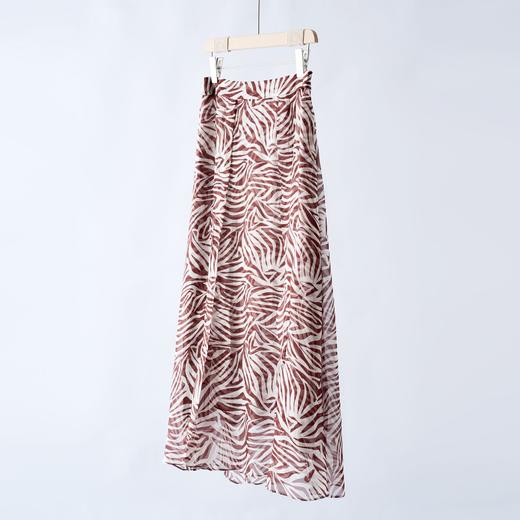 「自」全新升级【铂金会员266/天猫359/差价93】(02300)洛诗琳重磅真丝混纺不规则斑马纹气质通勤高腰A字半身裙女 商品图0