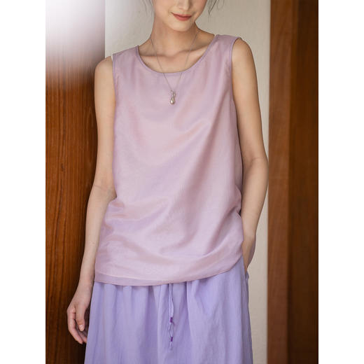 牧衣游原创 丝棉轻薄马夹新款休闲百搭简约纯色圆领背心上衣 凉起 商品图2