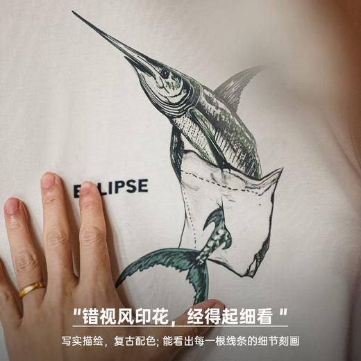 马登工装美式白色印花T恤纯棉休闲创意重磅宽松螺纹领口短袖男夏 商品图2