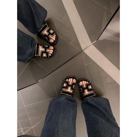 魔术贴休闲厚底H型拖鞋女凉拖外穿 商品图7