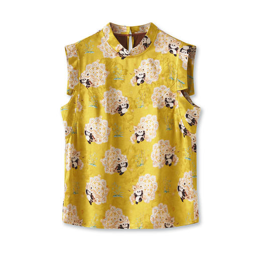 「高货wl」全新升级【铂金会员293/天猫389/差价96】(11612)洛诗琳设计感香云纱熊猫提花马甲2025夏季新中式国风上衣 商品图4