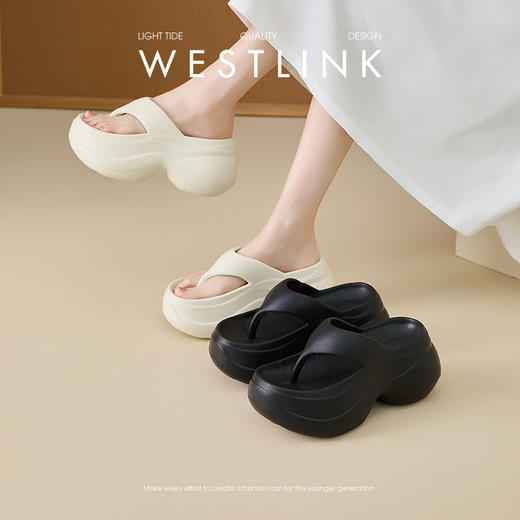 西遇超厚底人字拖女外穿夏季新款休闲沙滩鞋小个子增高凉拖鞋K1156819 商品图0