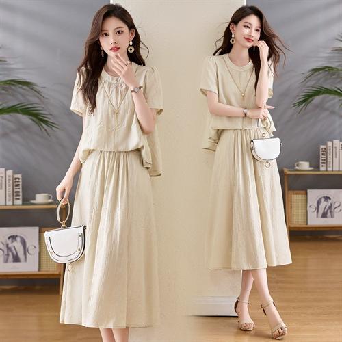 2025夏季新款女装胖mm大码绝美套装裙洋气减龄感半身裙两件套 商品图1