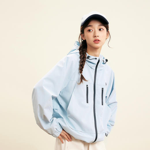 笛莎Deesha青少年女童外套2025秋季女童暗纹提花冲锋衣外套 商品图1