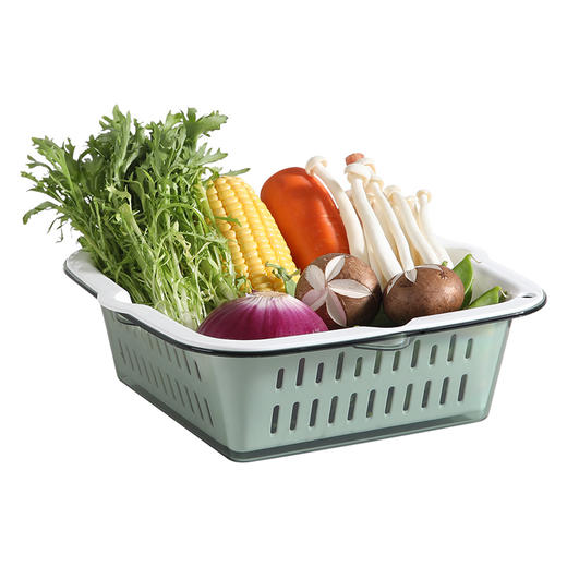 【批发】美丽雅厨房双层晶透洗水果篮多用洗菜篮颜色随机 1套 商品图1