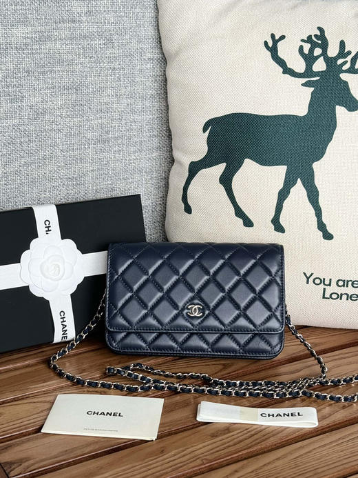 香奈儿woc链条包🉐️羊皮-深蓝色银扣 商品图1