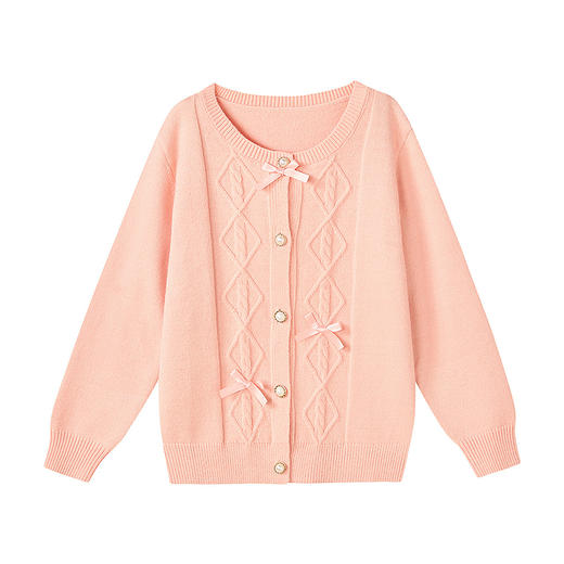 笛莎Deesha 童装女童外套2025秋新款女童甜美蝴蝶结毛织开衫 商品图4