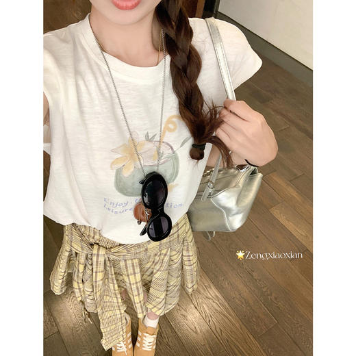 【129元任选2件】现货！韩系格纹不对称绑带半身裙 商品图1