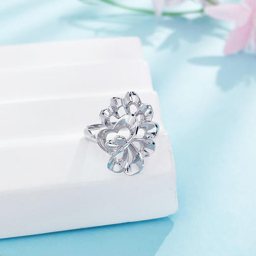 【限时8.8折】【线上铂金馆】PT950 铂金实心活口戒指七彩工艺孔雀花篮戒夸张女戒(PTJZ00053)预售产品下单后不退款不退货不换货不补差价) 商品图1