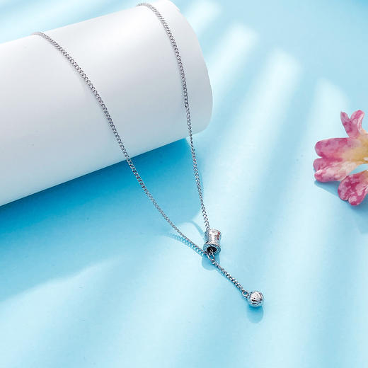 【限时8.8折】【线上铂金馆】PT950 【精品】铂金空心鱼鳞调节项链转运金珠流苏小蛮腰套链(BFPTTL00014)预售产品下单后不退款不退货不换货不补差价) 商品图1