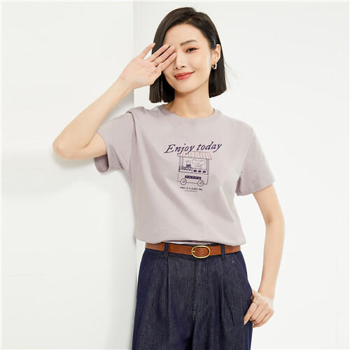 佐丹奴女装纯棉针织大象的日常印花圆领短袖T恤13394204 商品图14