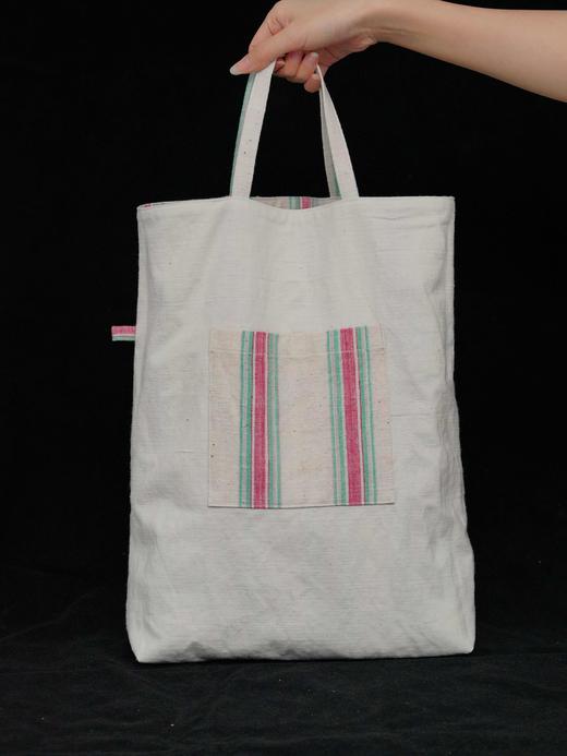 回声Echos/清爽条纹两用手拎斜挎帆布包【可双面背】 商品图1