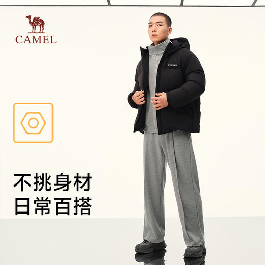 【骆驼×企鹅】企鹅男装2025秋冬新款防泼水蓄热内里连帽短款面包羽绒服 商品图4