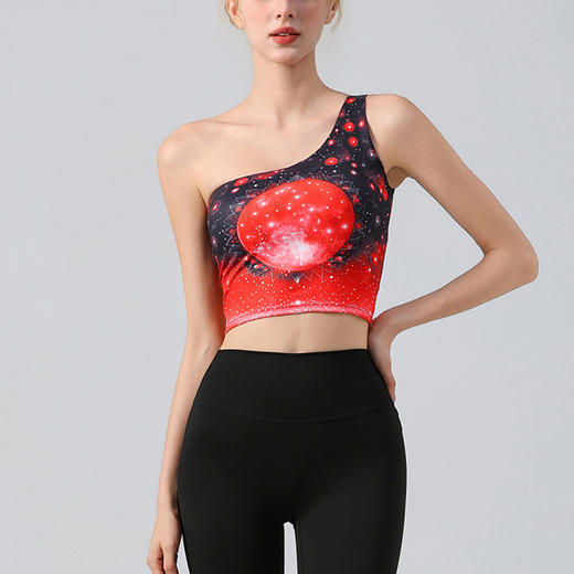 【126元任选2件】跃牌【漫西】系列 新款斜肩式时尚运动健身瑜伽服套装女带胸垫拼接Y279 商品图4