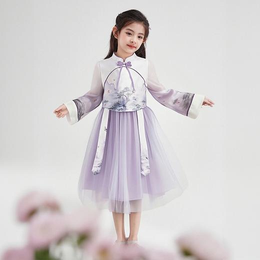 笛莎Deesha 童装女童连衣裙2025秋新款女童优雅气质水墨国风网纱裙 商品图2