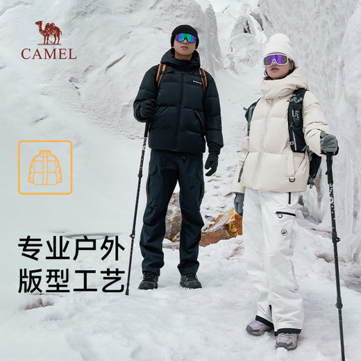 【骆驼×企鹅】企鹅IP羽绒服女款冬季2025新款连帽加绒加厚保暖防水外套M24CAEC727 商品图1