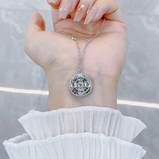 【限时8.8折】【线上铂金馆】PT950 【国际铂金协会】铂金镂空可调节如意吉祥平安福套链(BTL00388)预售产品下单后不退款不退货不换货不补差价) 商品图3