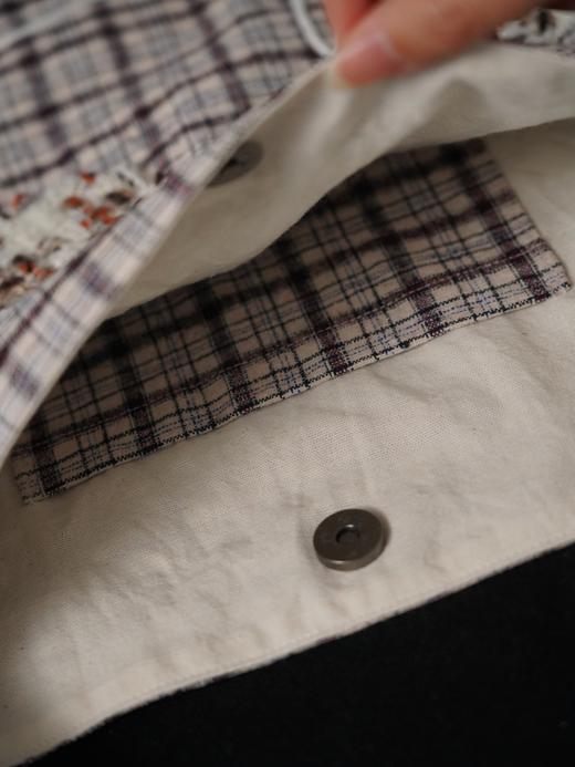 回声Echos/碎花格纹拼接斜挎帆布包【可双面背】 商品图1