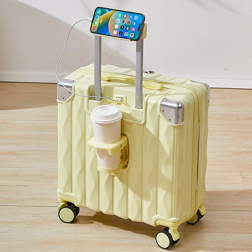 【隐藏式折叠杯架！出行更好的释放双手】18寸行李箱小型可登机新款铝框静音万向轮拉杆箱包多功能旅行箱子。ry 商品图14