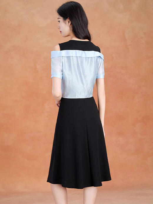 全新升级【铂金会员220/天猫299/差价79】(05228)洛诗琳气质拼接连衣裙2025夏季新款假两连裙子 商品图4