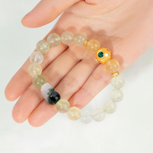 五行“喜木”系列 一本万利 绿葡萄石手链串 商品图4