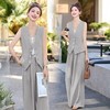 新款舒适领型提升女人味阔腿裤脚穿着透气舒适两件套套裤 商品缩略图3