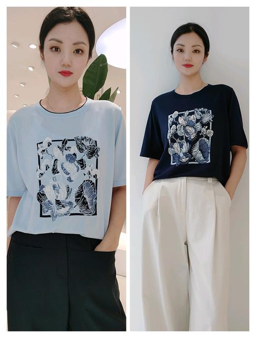 589532花开富贵天蚕丝T 商品图0