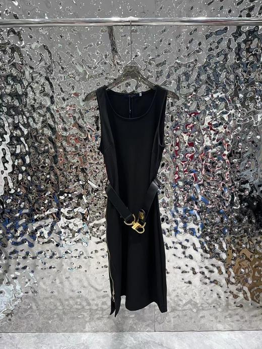 D070827后背拉链开衩设计腰带无袖连衣裙 商品图13