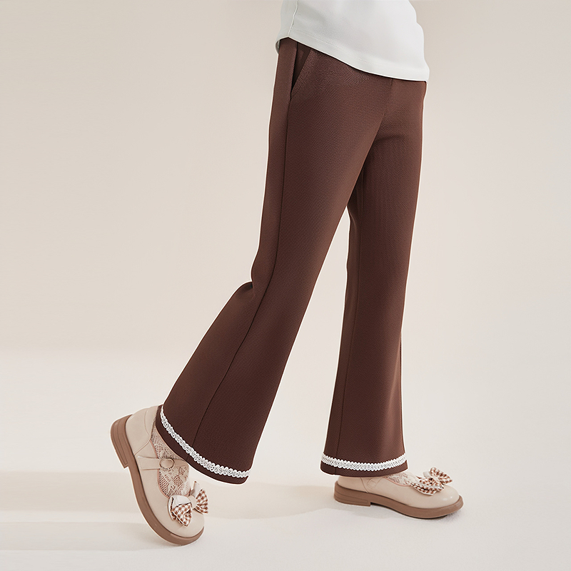 笛莎Deesha 童装女童裤子2025秋新款女童甜美修身喇叭裤