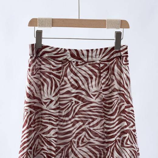 「自」全新升级【铂金会员266/天猫359/差价93】(02300)洛诗琳重磅真丝混纺不规则斑马纹气质通勤高腰A字半身裙女 商品图2