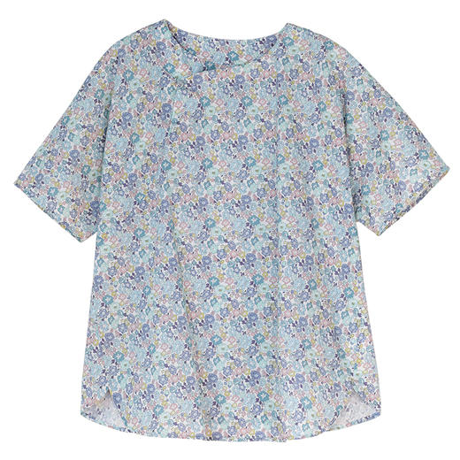 牧衣游原创夏花印花纯棉套头衫轻薄文艺碎花新中式上衣小衫  满弦 商品图4