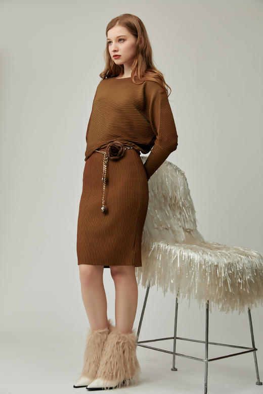 SAFICOO  优雅气质 上松下紧 蝙蝠袖设计式连衣裙 商品图1