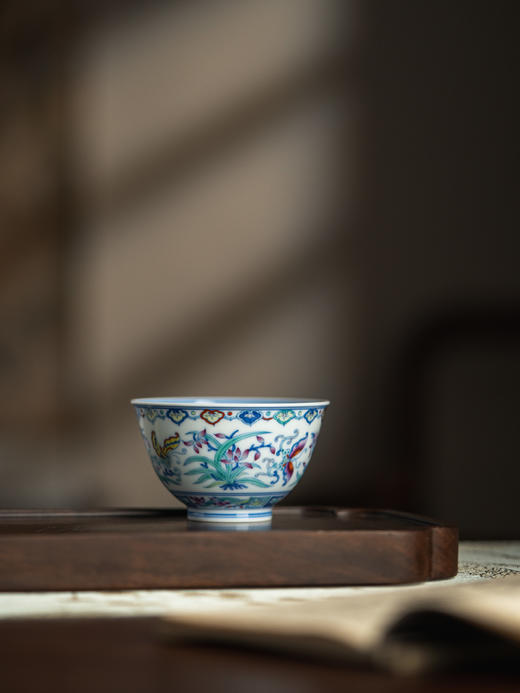 富玉窑  幽兰蝶舞景德镇中式青花主人杯单杯手绘玲珑茶杯 商品图3