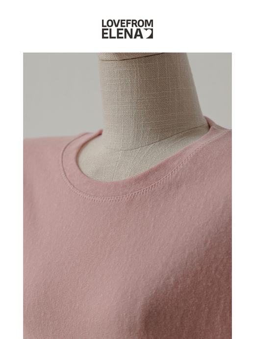  “仲夏诗行”酶洗棉麻 法式简约短袖T恤 商品图1