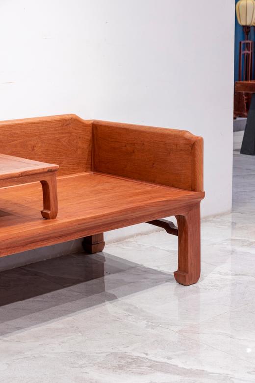 红桥红  家具严选  缅甸花梨（大果紫檀）【208 直腿罗锅枨 三围独板罗汉床 两件套】 商品图4