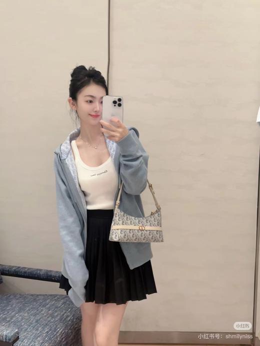 D070811浅蓝老花金色字母logo帆布单肩手提包 商品图3