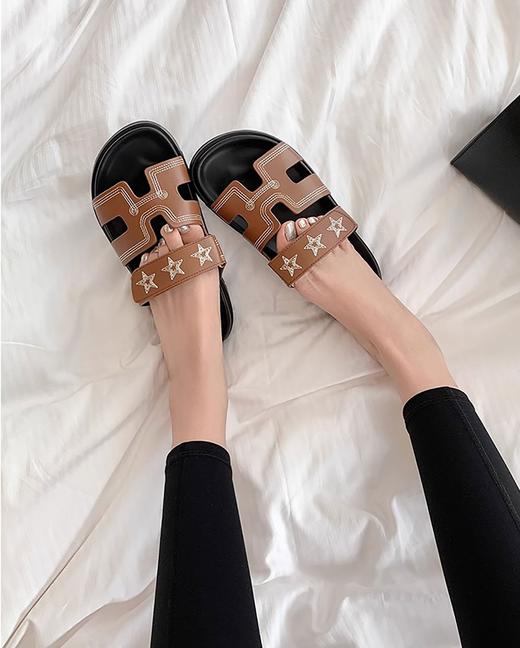 魔术贴休闲厚底H型拖鞋女凉拖外穿 商品图1