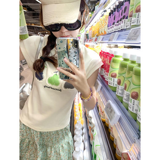 <曾小咸推荐>韩系简约风三色梨修身短袖T恤短裤 商品图2