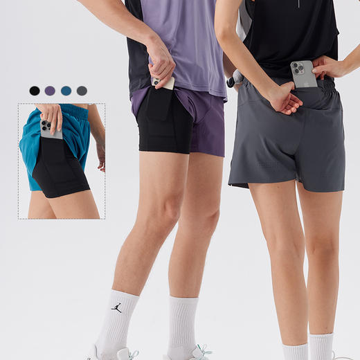 跃牌【跃LEAP-ACTIVE】 夏速干跑步短裤男运动内衬三分田径马拉松健身训练双层裤H51145 商品图0