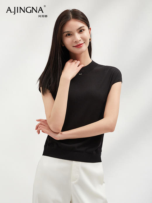 【质感丝滑】阿菁娜桑蚕丝通勤蝙蝠袖针织衫F30C301009 商品图3