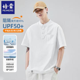 培蒙 夏季薄款亨利领短袖T恤男款休闲运动透气立领半袖上衣T8101