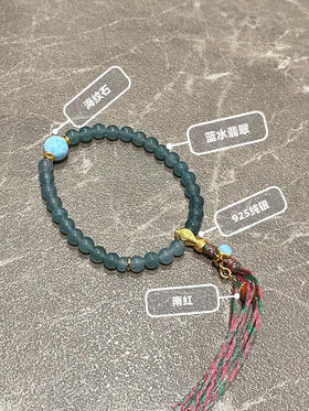 藏式蓝水翡翠手串