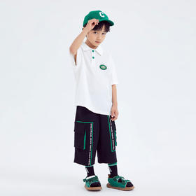 412-童翻领短袖针织衫